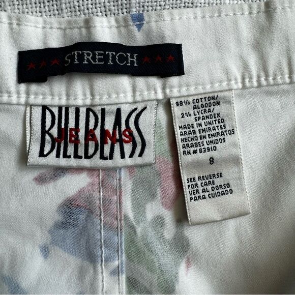Y2K Bill Blass Stretch Capris White Bright Floral SZ 8 - Picture 12 of 14